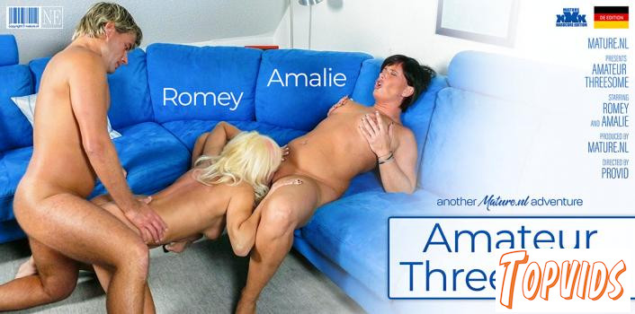 Amalie & Romey - Horny German ladies sharing one hard cock in a amateur threesome