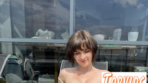 Sofie - Oily Big Boob Model Sofie Sun Bathing Nude And Masturbating With Fingers