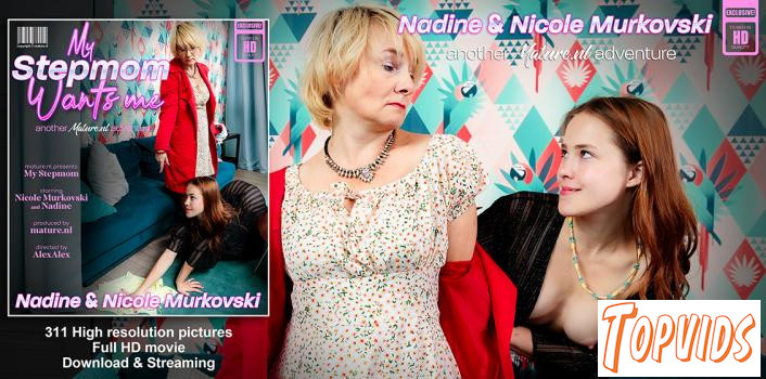 Nadine & Nicole Murkovski - Mature Nadine seduces her small breasted teen stepdaughter Nicole Murkovski into hot lesbian sex
