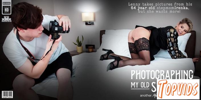 Irenka - 64 year old stepmom Irenka seduces her stepson into fucking her during a photoshoot