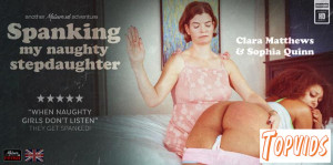 Clara Matthews & Sophia Quinn - Teeny Sophia Quinn gets spanked by her wicked stepmom Clara Matthews after being naughty