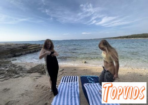 Kristina & Mira D - Nude Yoga On Private Secluded Tropical Beach With Mira And Katrina Stretching