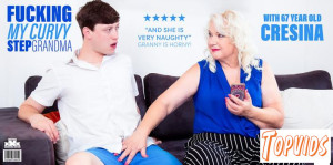 Cresina - Curvy cockhungry Granny Cresina thanks her stepgrandson in a hardcore fucking way