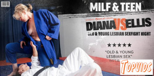 Diana & Ellis Courtney - 57 year old MILF Diana gets wet with 26 year old Ellis in this old & young lesbian sexfight match