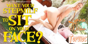 Lynna Nilsson - 39 year old Lynna Nilsson is my hot big nippled stepMILF who loves to facesit me in the garden