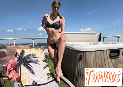 Mary Moon - New Model Mary Moon Oiling Up Her Naked Body While Sunbathing Outdoor Rooftop Terrace