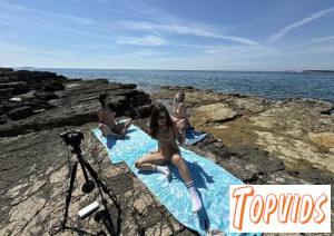 Abbie Storm, Gabriella Lati & Sammie - Abbie Storm aka Dora, Gabriella Lati & Sammie - Naked Yoga On The Beach With Dora Sam Big Boobs And Gabriela Lati