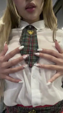 Angie Marin Teases And Rubs Pussy In School Outfit
