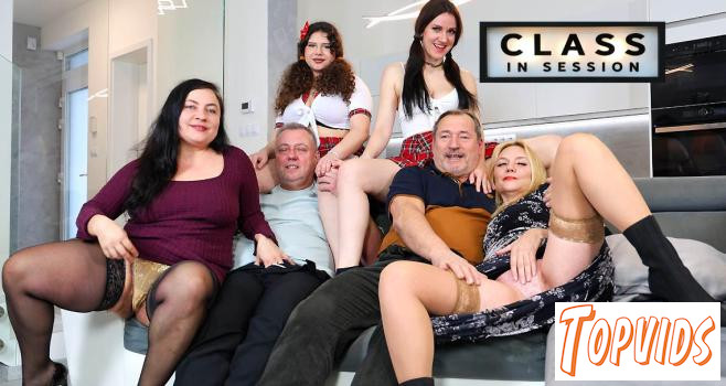 Melani Mendes, Mya Evans, Christina Santes & Rosie Smile - Teachers and students orgy - Part 1