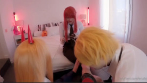 Makima & Power Cosplay Threesome With Hidori Rose And Enafox