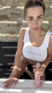Therealmorenita Blows Her Dildo Outdoors