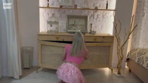 Bitch with a cute face wanted to steal , was punished in her mouth and pussy